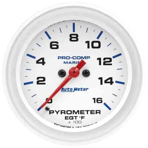 Pro-Comp White Phantom Marine Pyrometer Gauge Diameter: 2-5/8"