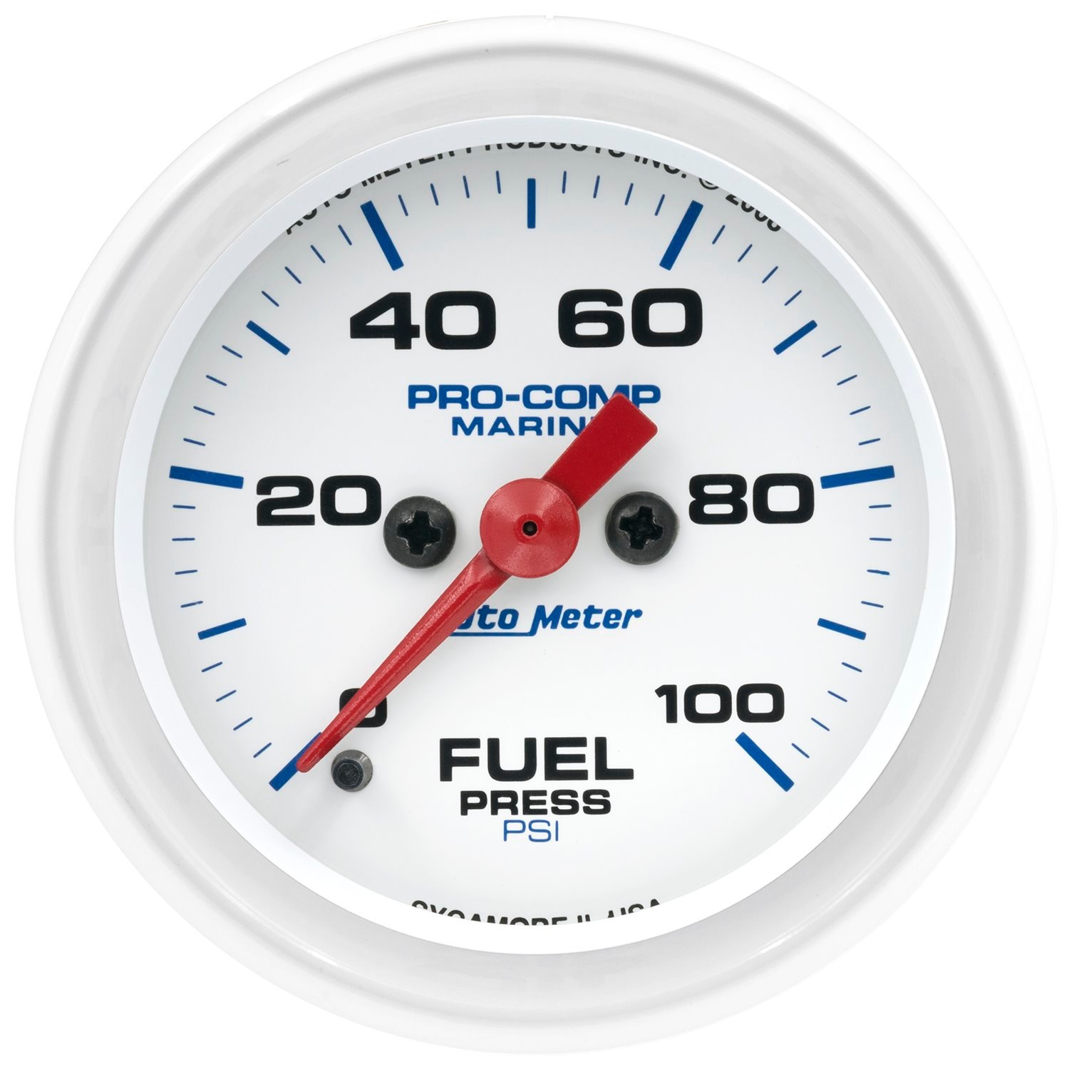 Pro-Comp White Phantom Marine Fuel Pressure Gauge Diameter: 2-1/16"