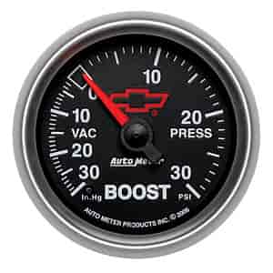 Officially Licensed Chevrolet Performance Vacuum/Boost Gauge 2-1/16" Mechanical (Full Sweep)