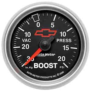 Officially Licensed Chevrolet Performance Vacuum/Boost Gauge 2-1/16" Mechanical (Full Sweep)