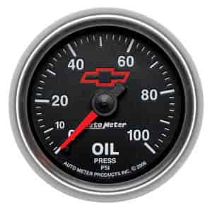 Officially Licensed Chevrolet Performance Oil Pressure Gauge 2-1/16" Mechanical (Full Sweep)