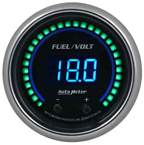 Cobalt Elite Digital Fuel Level/Voltmeter Gauge 2-1/16 in. - 2-Channel [0-280 ohms / 8-18 V]