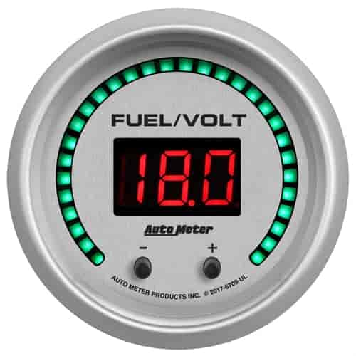 Ultra-Lite Elite Digital Fuel Level/Voltmeter Gauge 2-1/16 in. - 2-Channel [0-280 ohms / 8-18 V]