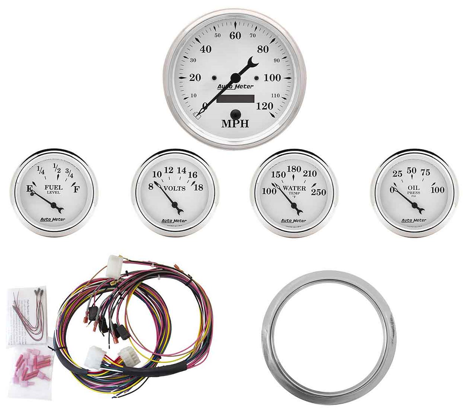 5-Gauge Direct-Fit Dash Kit 1959-1960 Chevy Car - Old Tyme White Series