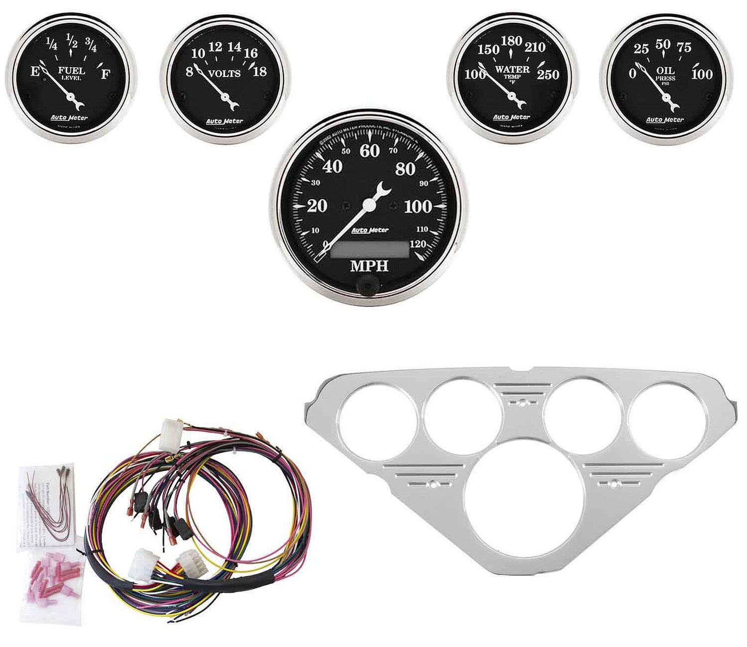 5-Gauge Direct-Fit Dash Kit 1955-1959 Chevy Truck - Old Tyme Black Series