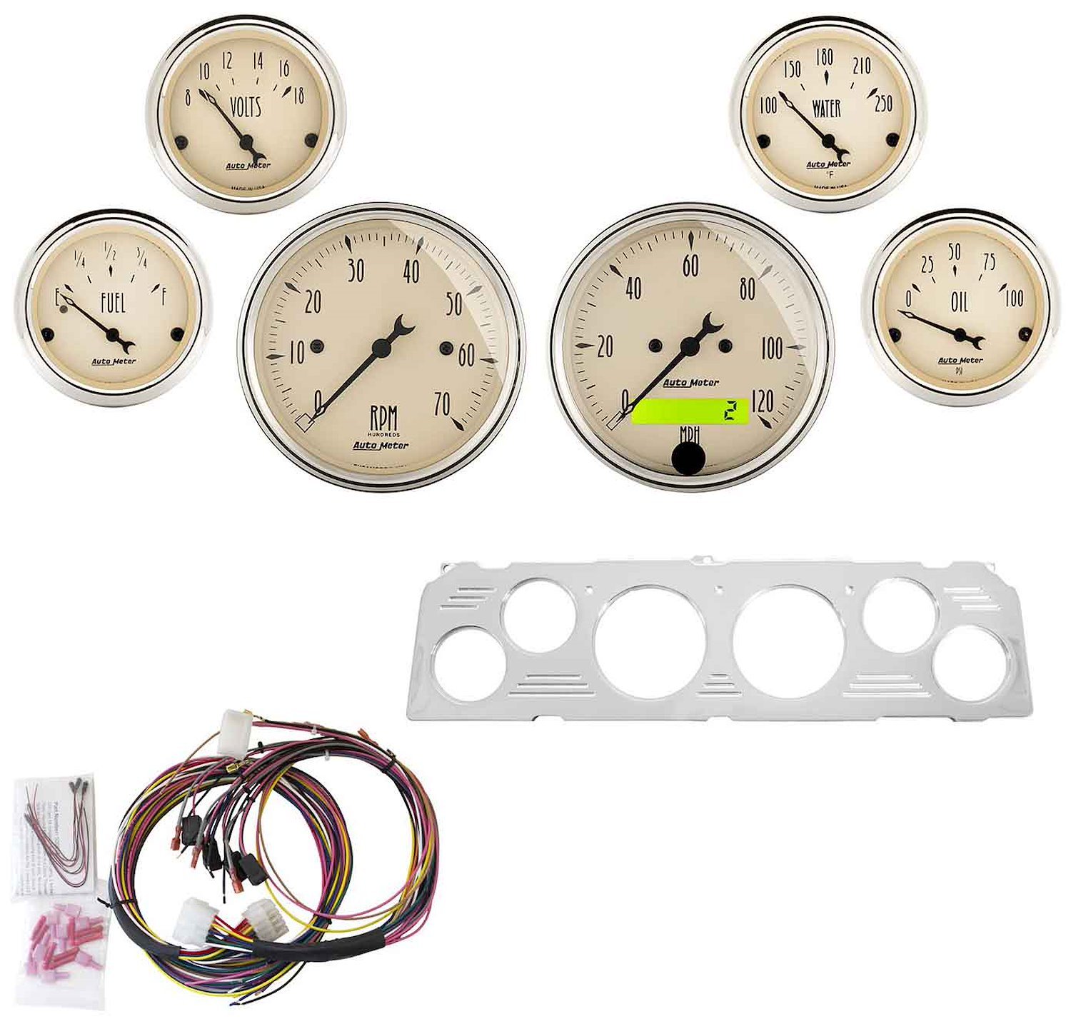 6-Gauge Direct-Fit Dash Kit 1964-1966 Chevy Truck - Antique Beige Series - Polished Panel