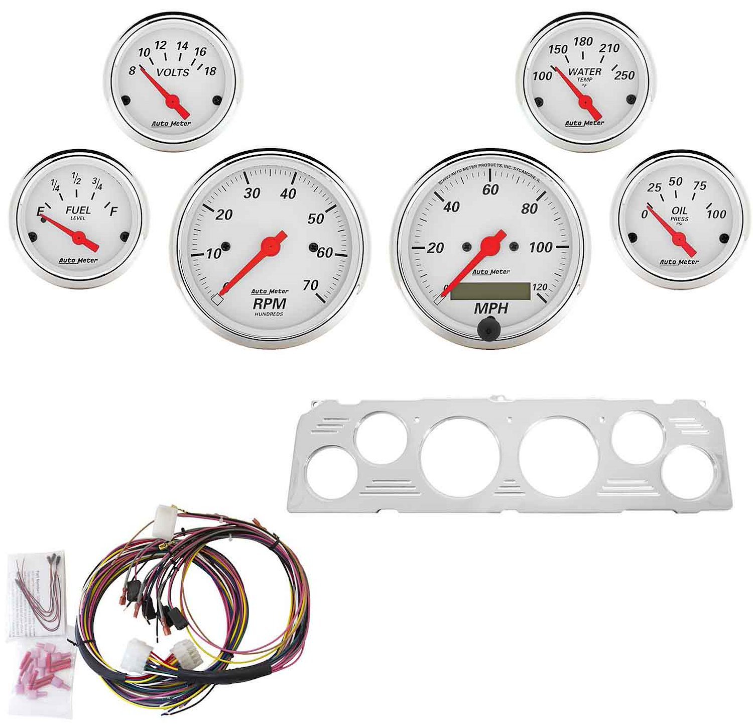 6-Gauge Direct-Fit Dash Kit 1964-1966 Chevy Truck - Arctic White Series - Polished Panel