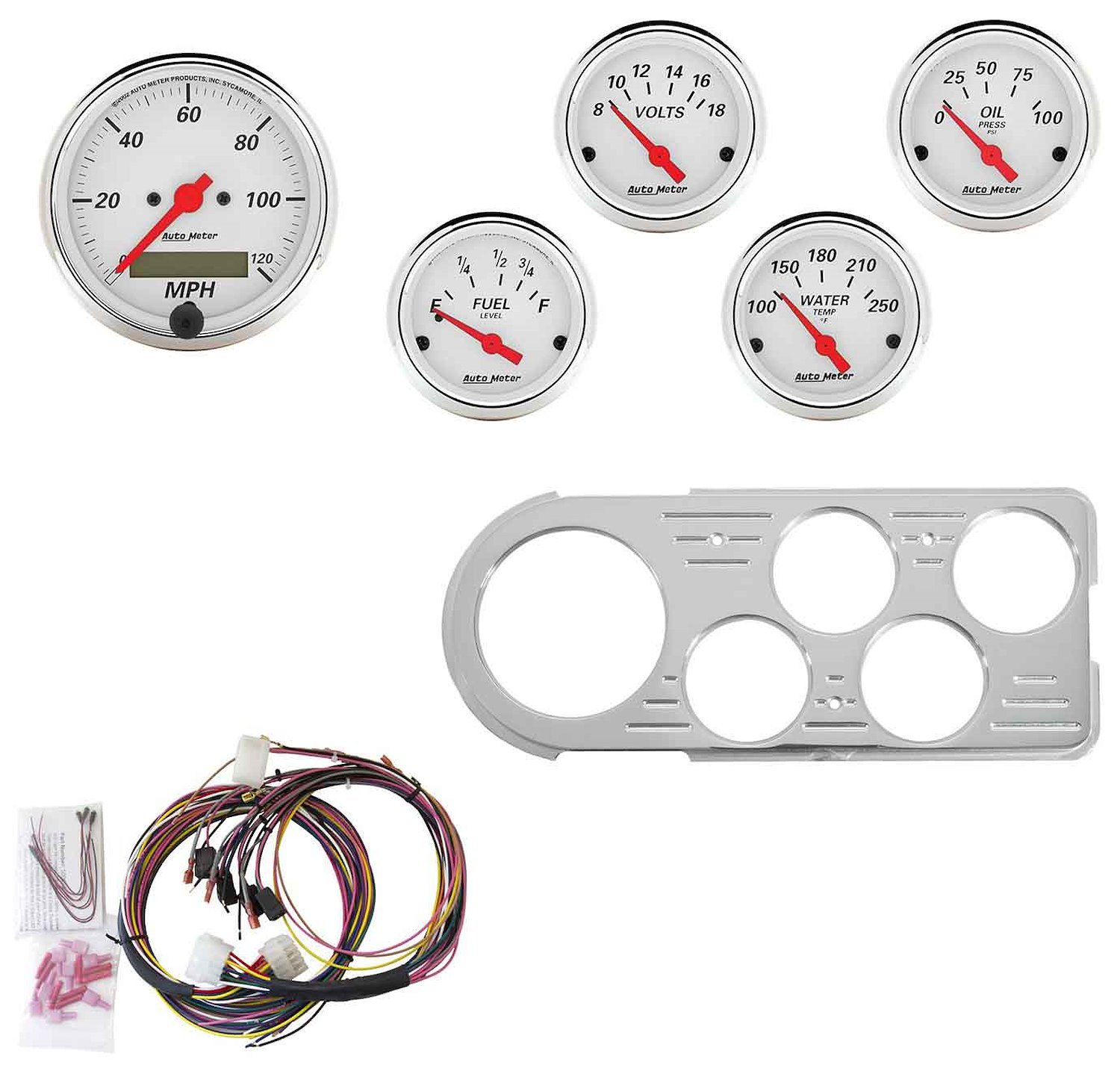 5-Gauge Direct-Fit Dash Kit 1948-1950 Ford Truck - Arctic White Series - Polished Panel
