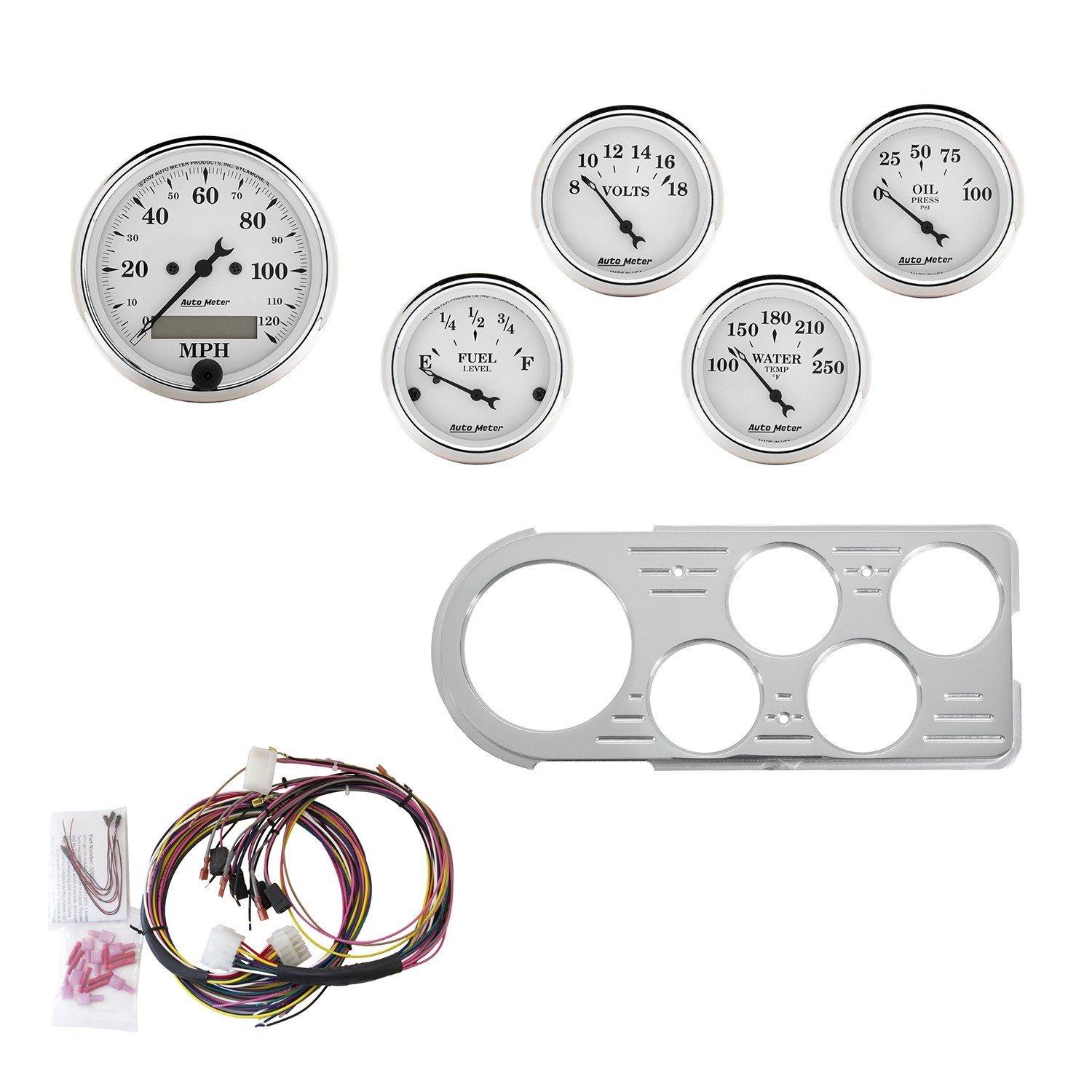 5-Gauge Direct-Fit Dash Kit 1948-1950 Ford Truck - Old Tyme White Series - Polished Panel