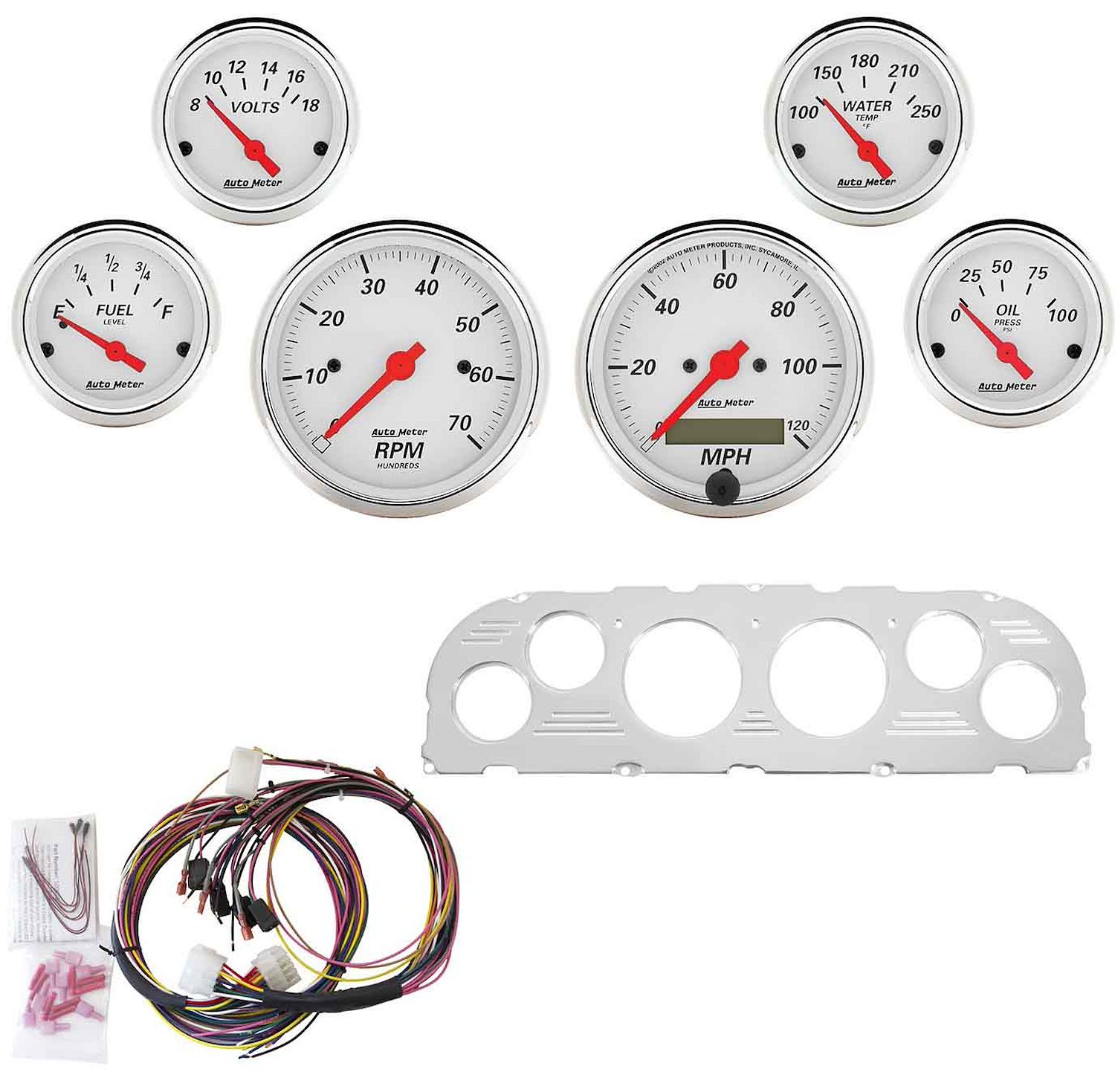 6-Gauge Direct-Fit Dash Kit 1960-1963 Chevy Truck - Arctic White Series - Polished Panel