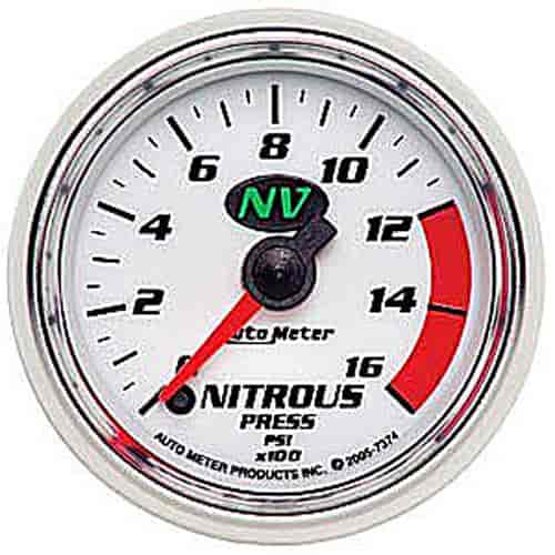 NV Nitrous Pressure Gauge 2-1/16" , electrical full sweep