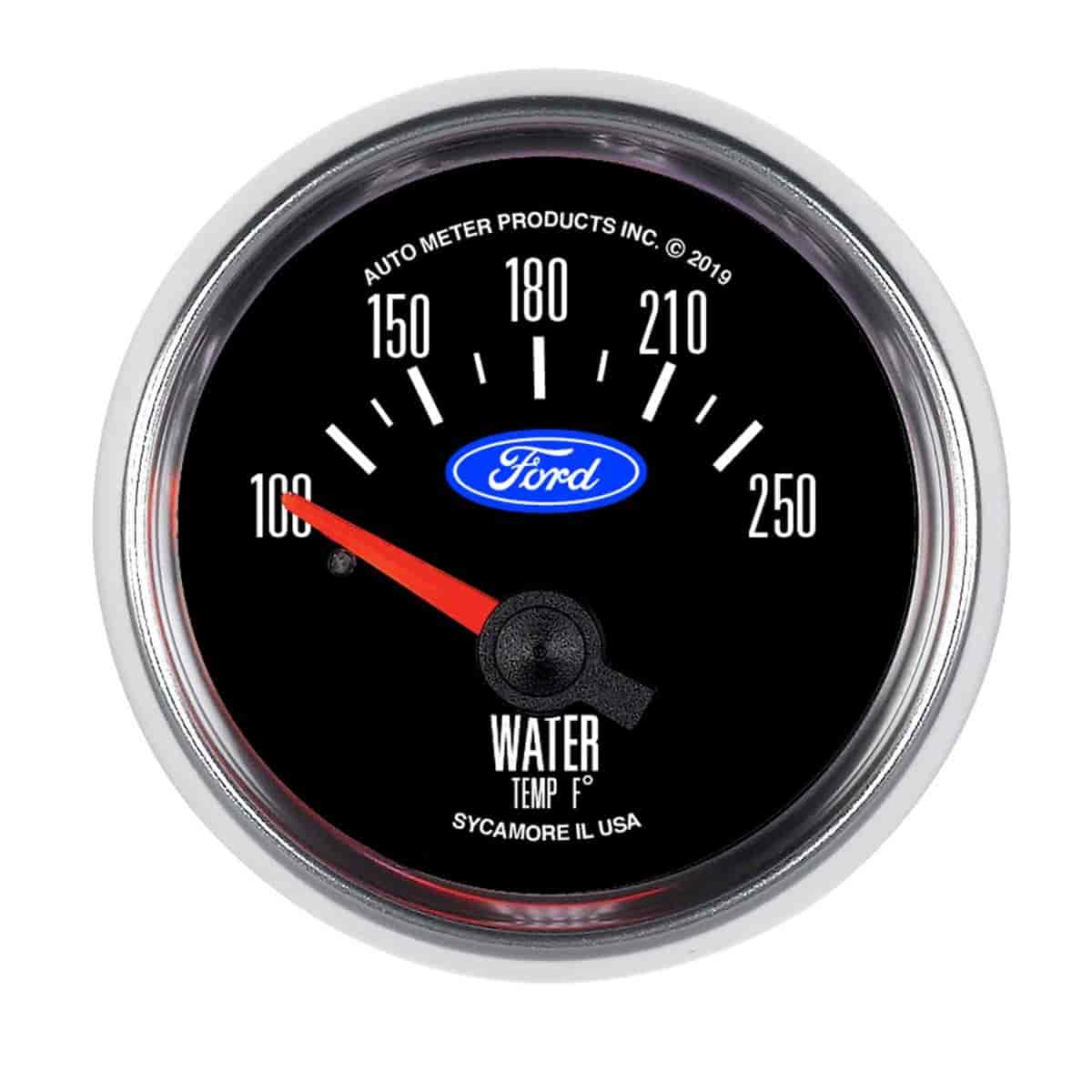 Officially-Licensed Ford Water Temperature Gauge 2 1/16 in., 100 to 250-Degree F, Electrical (Short Sweep)