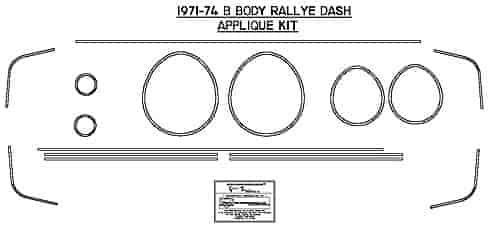 71-74 Mopar B-body Dash Applique Set 16 pcs