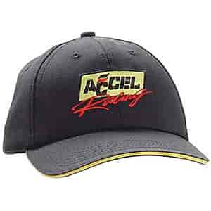 Racing Hat Black Hat, Stitching, Button & Eyelets with Yellow Brim