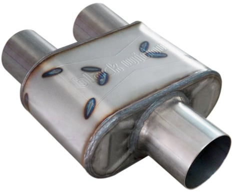 Race Venom "Angry Housewife" Muffler, 3 in. to 2.500 in. Diameter, Single Inlet/Dual Outlet