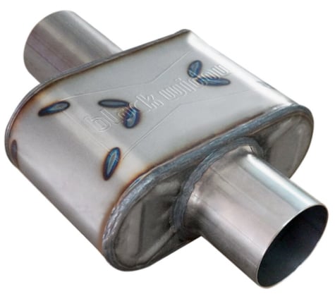 Race Venom "Angry Housewife" Muffler, 2.500 in. Diameter, Center Inlet/Center Outlet