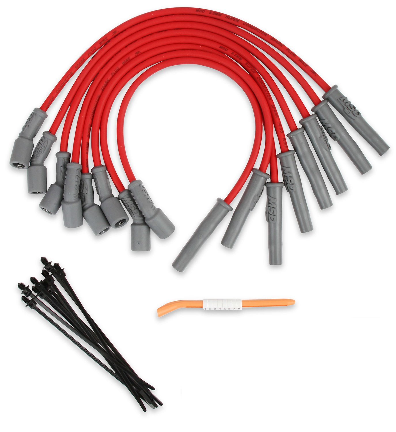 Red Super Conductor 8.5 mm Spark Plug Wires, Ford Raptor 6.2L V8