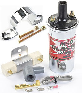 Chrome Blaster 2 Coil & Bracket Kit For Points, Electronic or MSD Ignitions Includes: