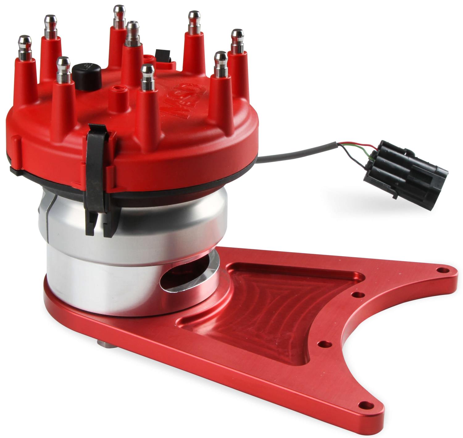 Pro-Billet Front Drive Distributor w/Adjustable Hall-Effect Sync Pickup for Small Block Chevy - Red HEI Cap