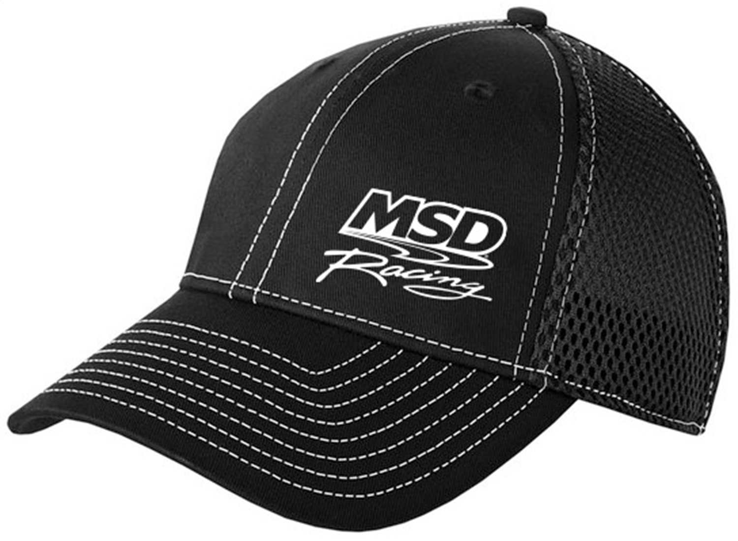 MSD Racing Flexfit Baseball Cap Black Mesh w/ White Stitching