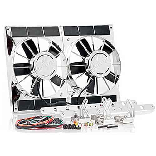 Dual 11" High Torque Shrouded Fan Module Billet Aluminum Fan Motor Covers