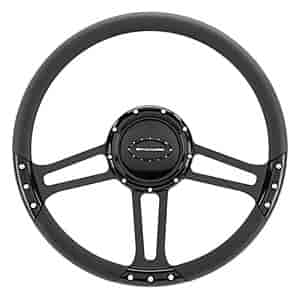 14" Steering Wheel "Draft" pattern - Black Anodized