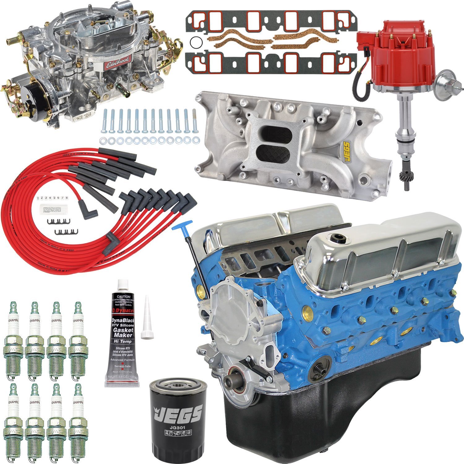 Ford Small Block 302ci Base Crate Engine Kit 300HP 336TQ w/ Cast Iron Heads