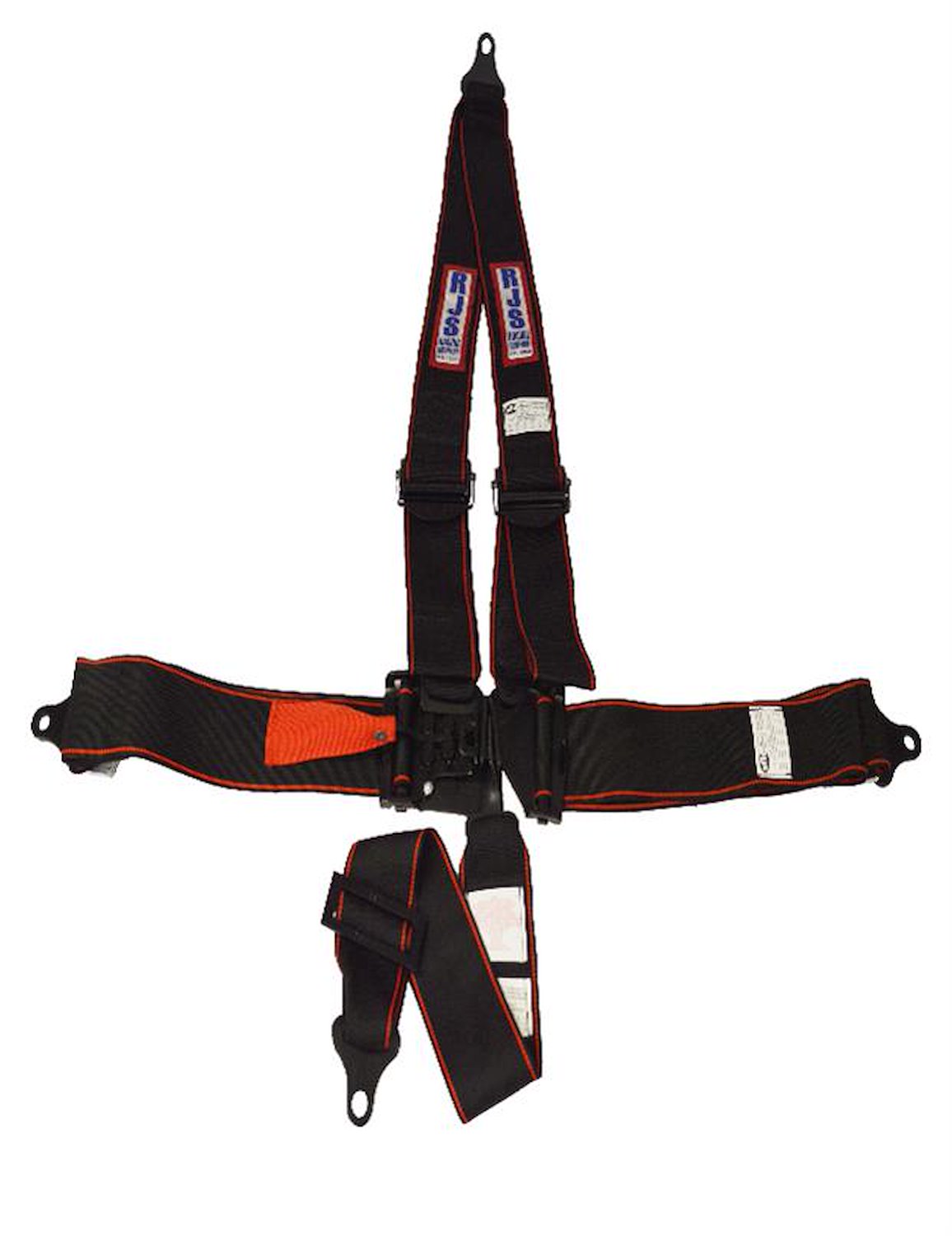SFI 16.1 ELITE L&L HARNESS 3 PULL UP Lap Belt 3 Shoulder Harness Individual FLOOR Mount 3 SINGLE Sub ALL WRAP ENDS BLACK/RED