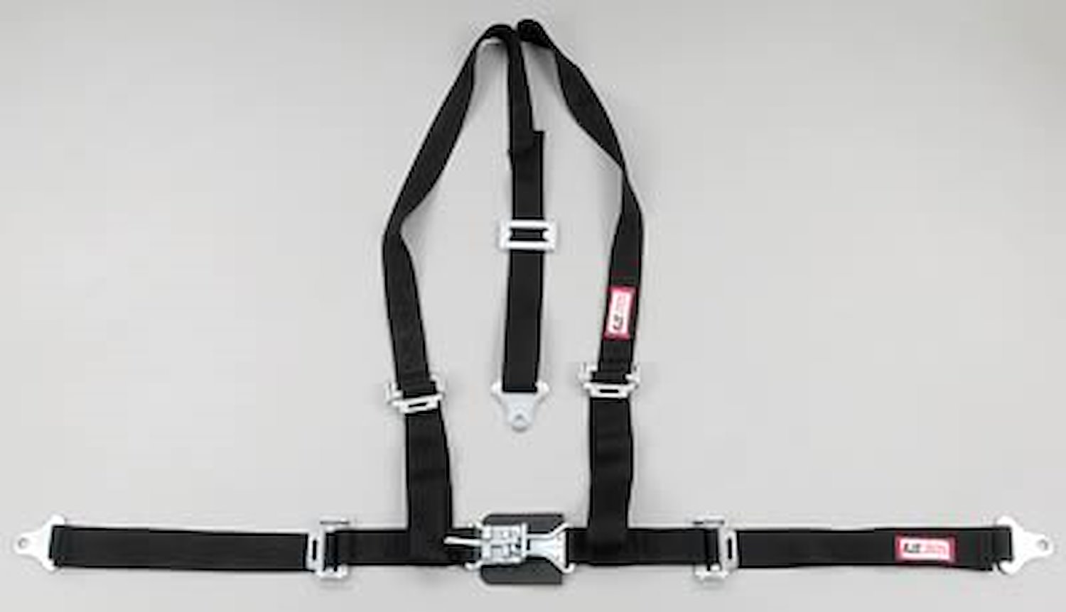 NON-SFI L&L HARNESS 2 PULL DOWN Lap Belt SEWN IN 2 S.H. V ROLL BAR Mount w/STERNUM STRAP ALL WRAP ENDS BLACK