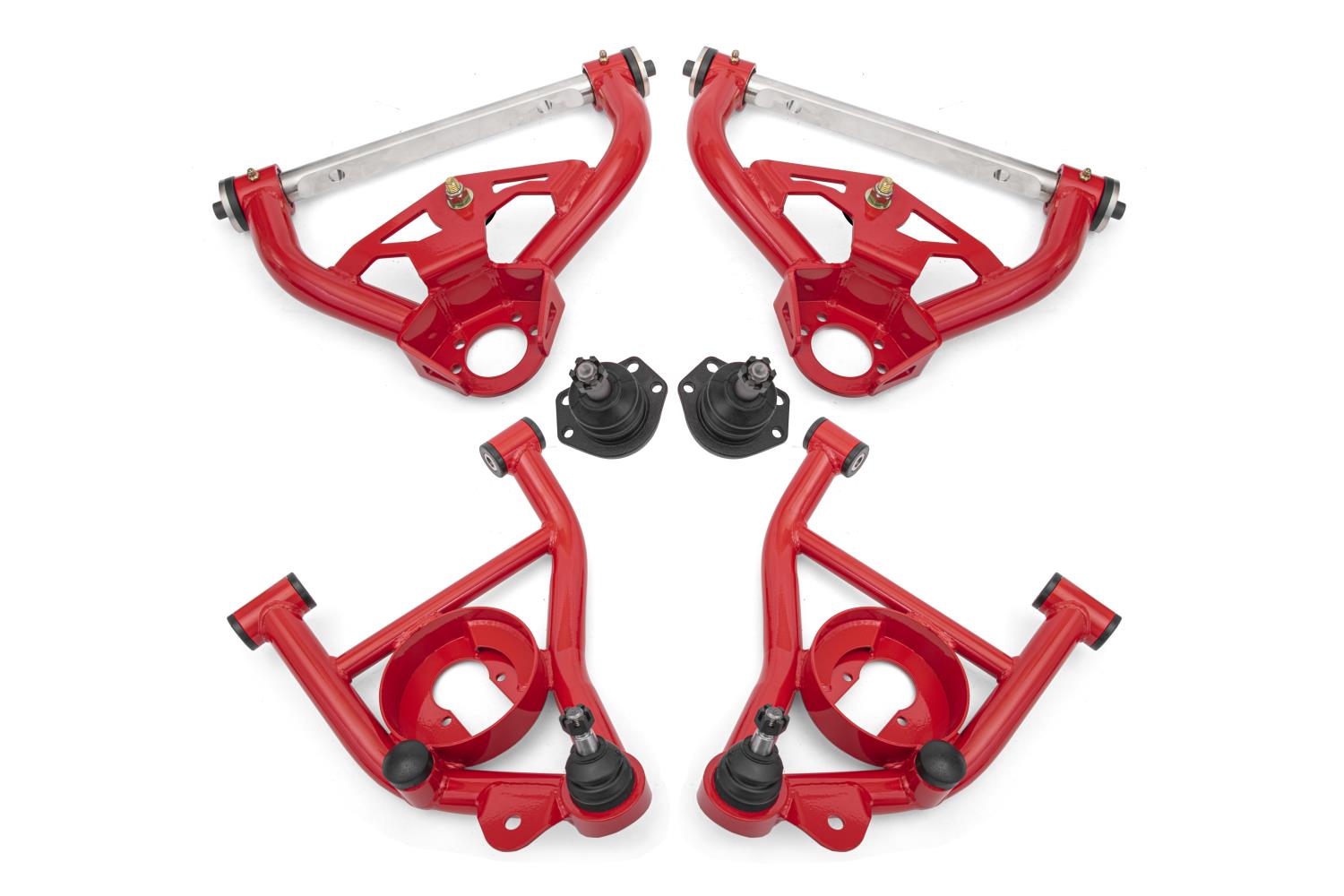 AAK461R Front Control Arm Kit w/Delrin Bushings & Std. Ball Joints for Select 1978-1987 GM Cars (Red)