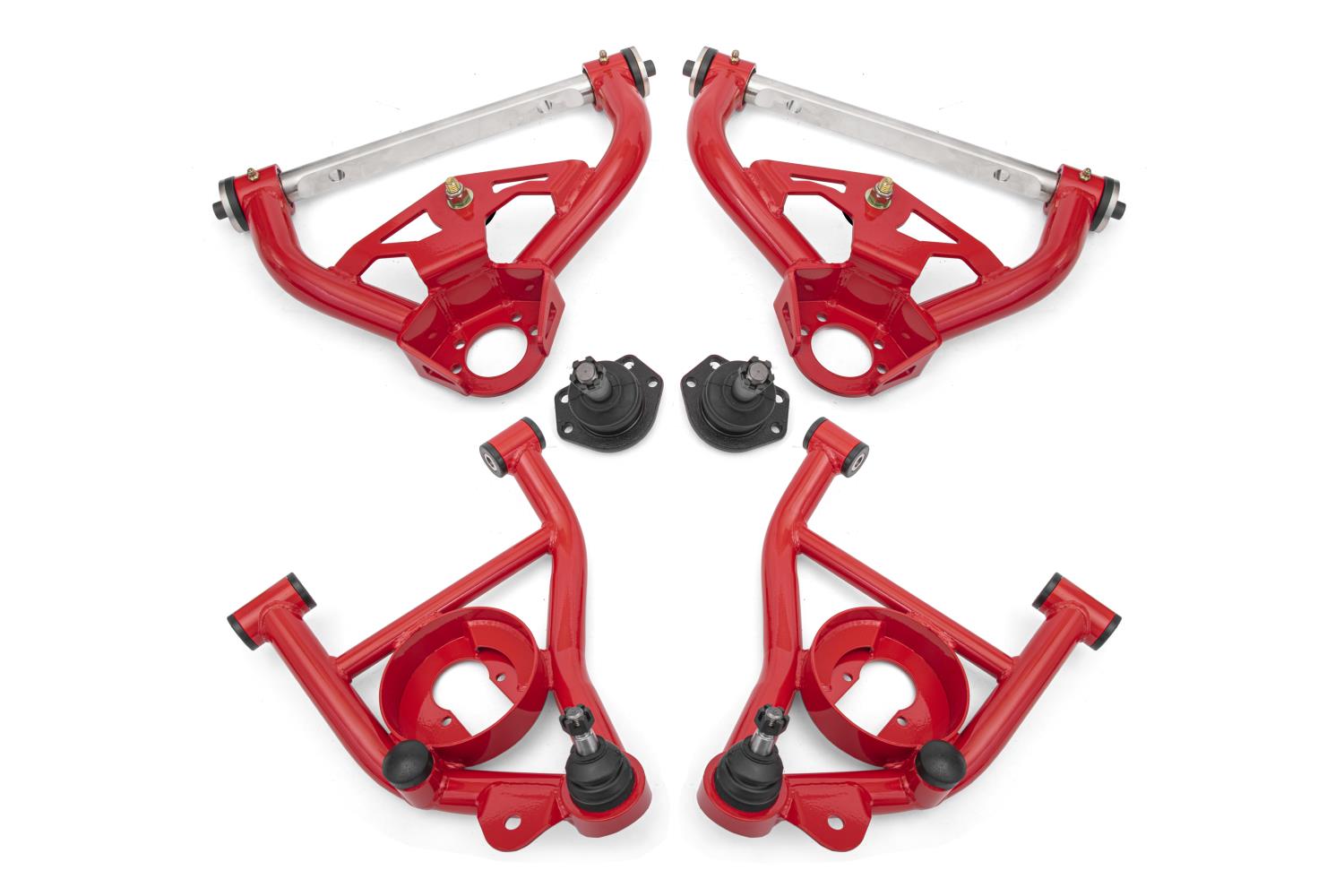 AAK462R Front Control Arm Kit w/Delrin Bushings & 1/2 in. Taller Ball Joints for Select 1978-1987 GM Cars (Red)