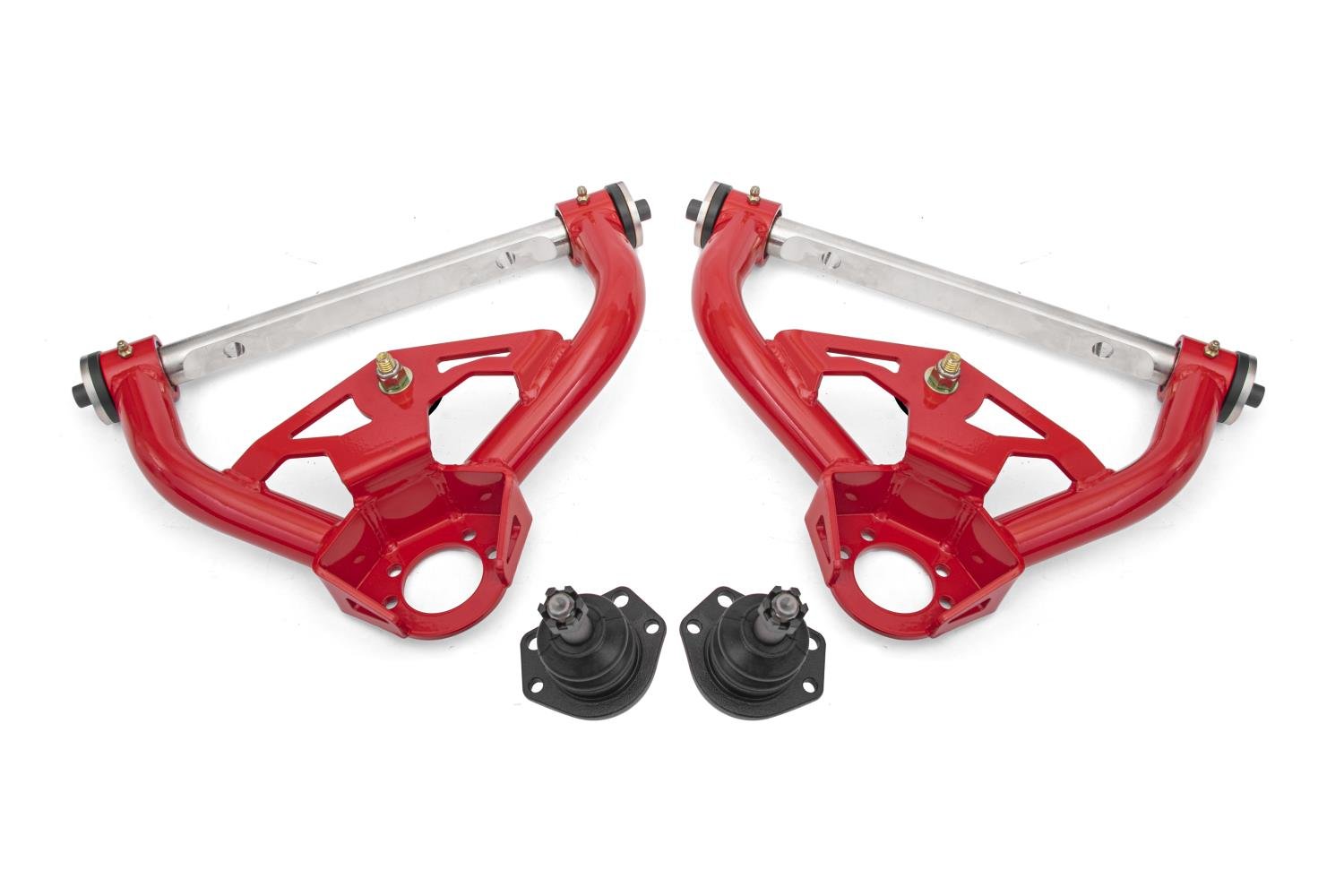 AAU461R Upper Control Arms w/Delrin Bushings & Std. Ball Joints for Select 1978-1987 GM Cars (Red)