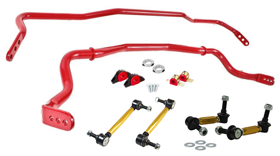 Front and Rear Sway Bar and Stabilizer Link Kit for S550 Ford Mustang [Red]