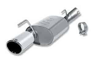 Stainless Steel Rear Section; Incl. Mufflers/Tips/Mounting Hardware/4 in. Round; 12 in. Long; Single