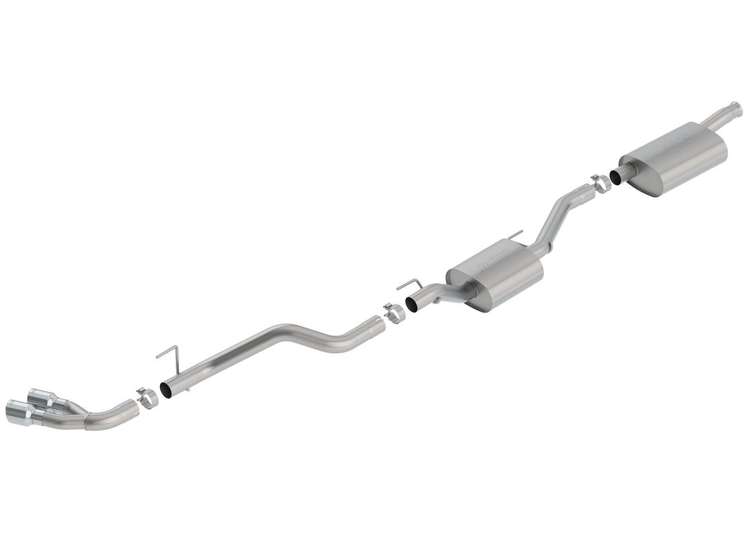 Cat-Back Exhaust System Jeep Gladiator JT 3.6L V6 4WD Crew Cab - "Touring" Muffler - Dual Tip (Brushed Finish)