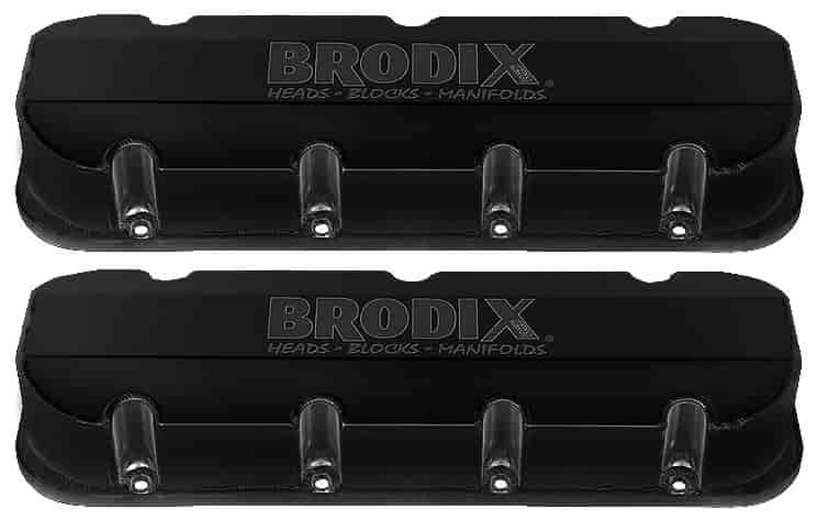 Sheet Metal Valve Covers Big Block Chevy - Black Finish with Laser-Etched Brodix Logo