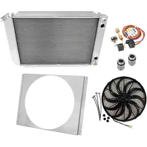 LS Conversion/Dual Pass Radiator Kit 1979-93 Mustang Includes:
