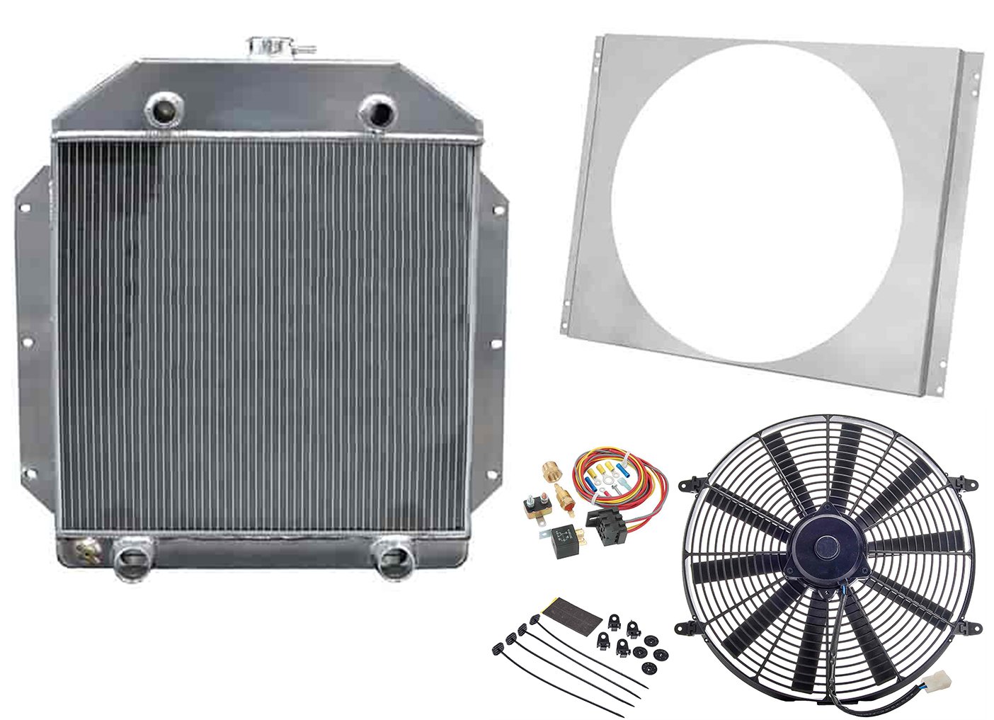 All-Aluminum Radiator System Kit 1949-1953 Ford Car with Flathead Configuration
