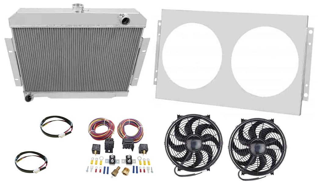 CC583 All-Aluminum Radiator System Kit for 1973-1985 Jeep CJ [Dual 13 in. Fans]