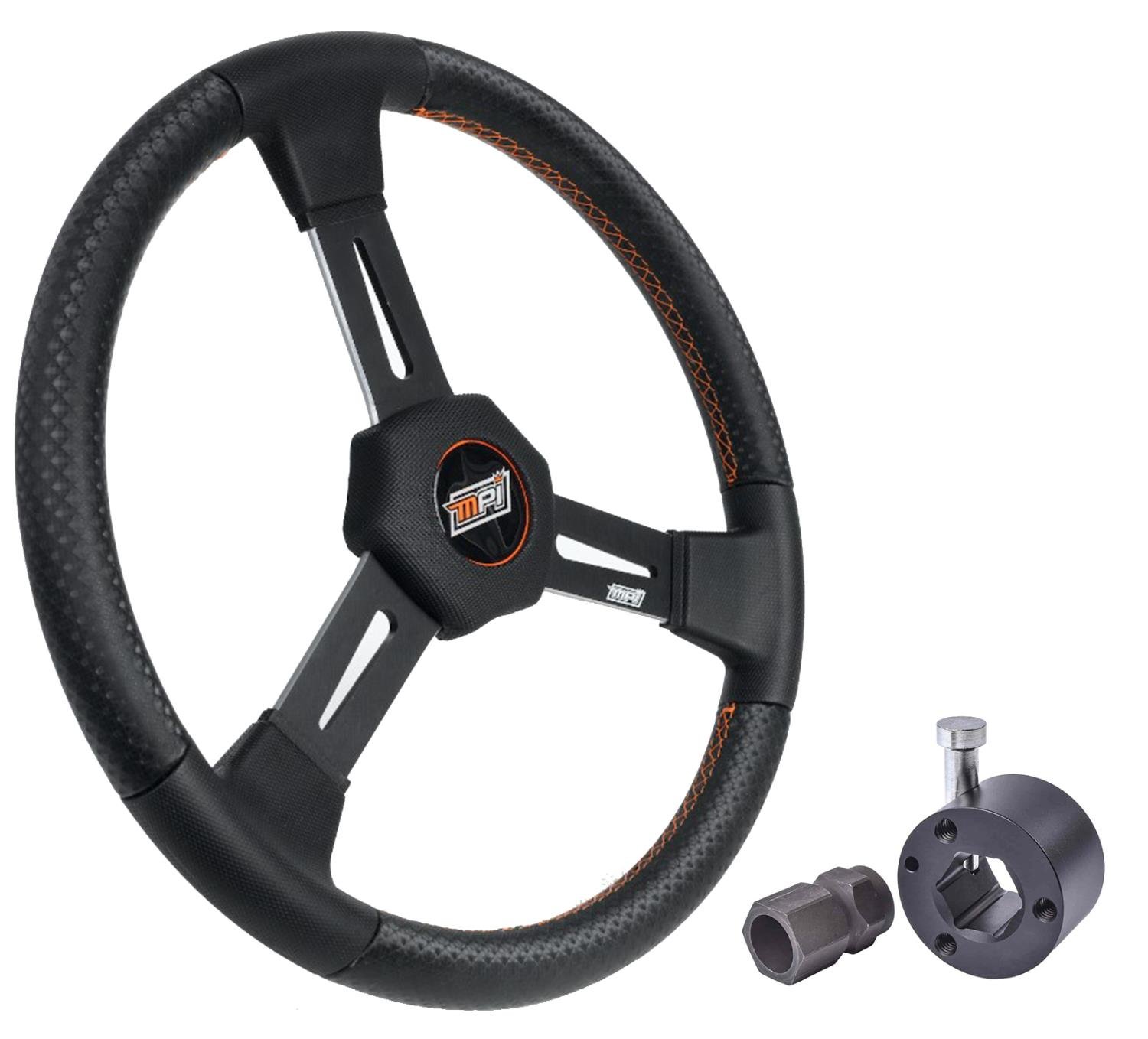 Dirt Racing 15 in. Aluminum Steering Wheel and Hub Kit [Black]