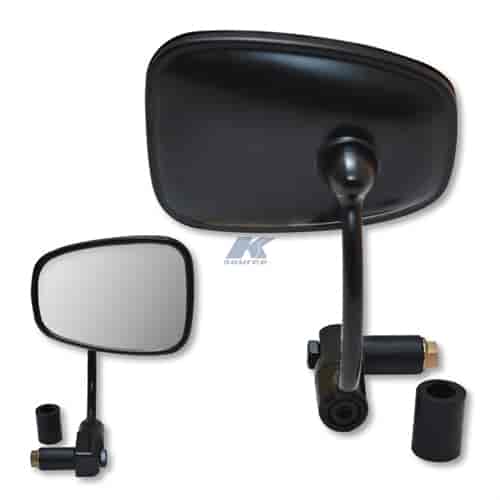 Matte black 7/8 universal semi-rectangle bar end mirror