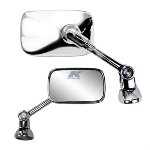 Chrome universal short stem fairing mount mini rectangle mirror
