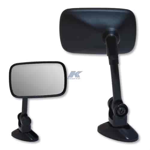 Black universal short stem fairing mount mini rectangle mirror
