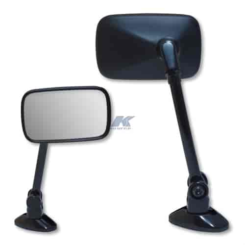 Black universal long stem fairing mount mini rectangle mirror