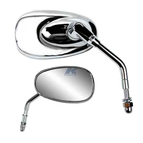 Chrome mini oval mirror Harley mount