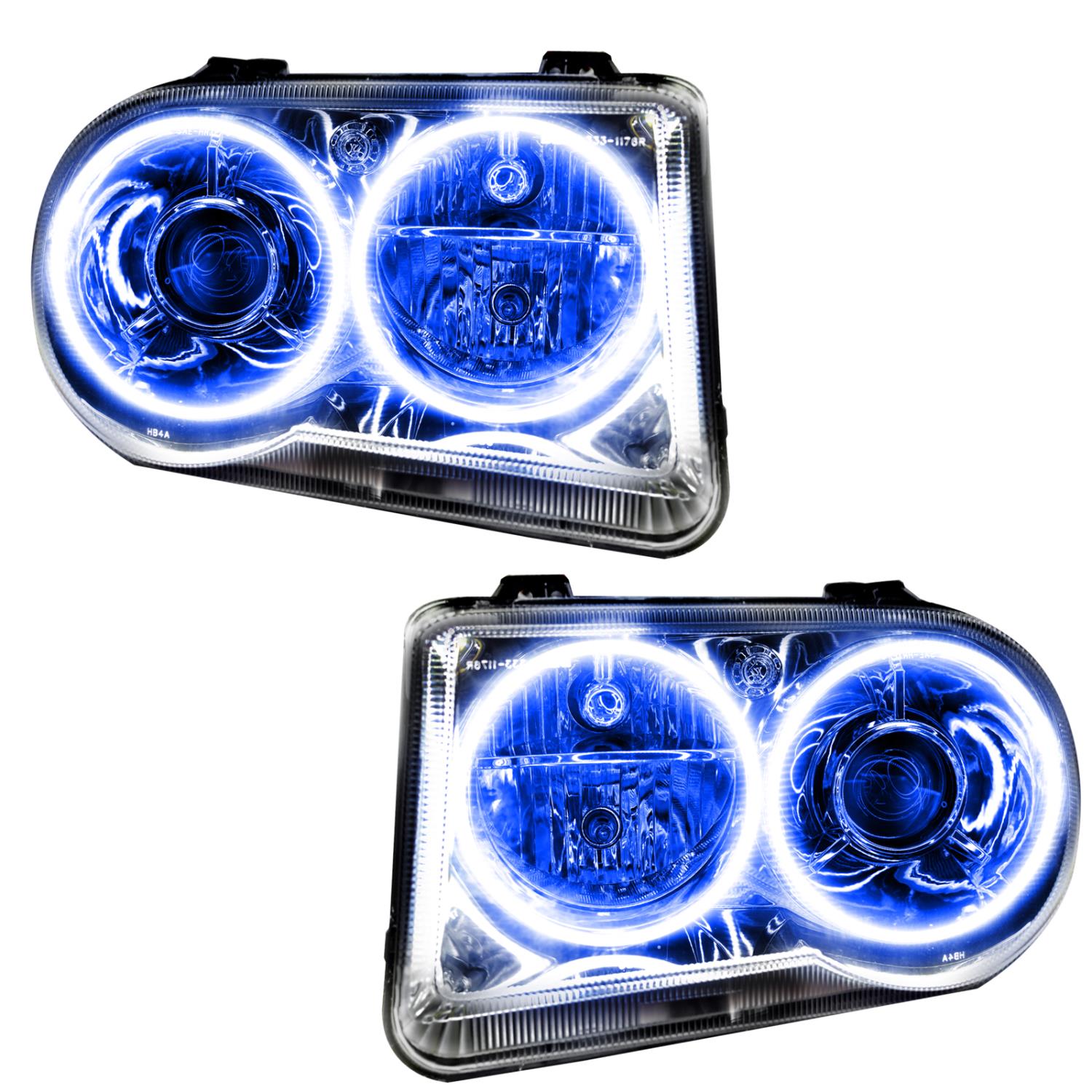 Halo Headlight Assemblies [Without Controller] for 2005-2010 Chrysler 300C V8 - Blue