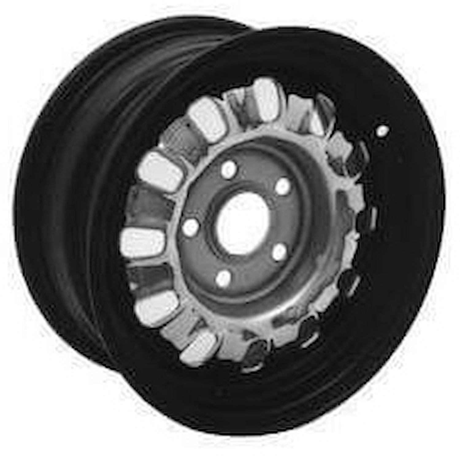 C8OZ Styled Steel Black Rim Chrome Center Wheel [Size: 14" x 6"]