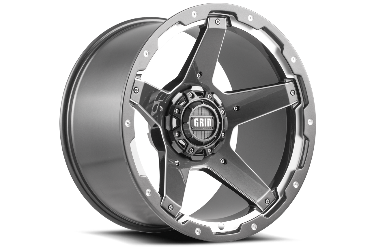 GD04-Series Wheel, Size: 17 x 9 in., Bolt Pattern: 5 x 114.30/127 mm, Offset: 0 mm [Gloss Graphite/Milled]