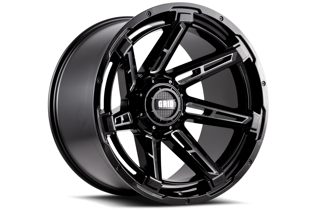GD12-Series Wheel, Size: 18 x 9 in., Bolt Pattern: 5 x 127/139.70 mm, Offset: 15 mm [Gloss Black/Milled]