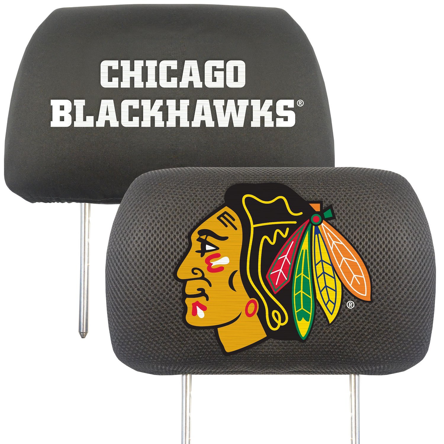 14780 Embroidered Head Rest Cover Set, 2-Pieces, Chicago Blackhawks [Black]